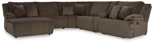 Ashley Top Tier - Chocolate - 6-Piece Reclining Sectional With Laf Press Back Chaise