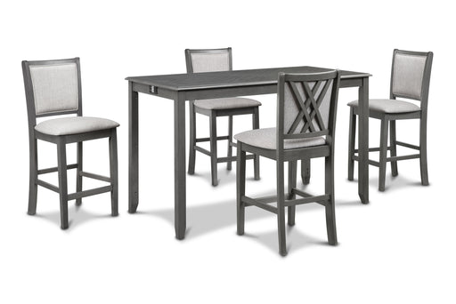 New Classic Furniture Amy - 5 Piece Counter Dining Set (Table With Storage & 4 Chairs) - Gray