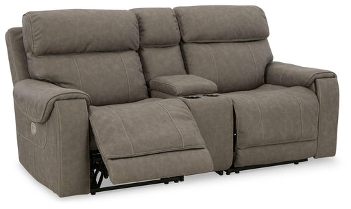 Ashley Starbot - Fossil - Power Reclining Loveseat With Console 3 Pc Sectional