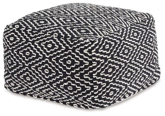 Ashley Jasett Pouf - Black/Ivory