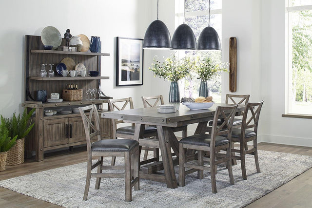 Parker House Lodge Dining - Counter Height Extendable Table With 6 Stools And Buffet With Hutch - Siltstone