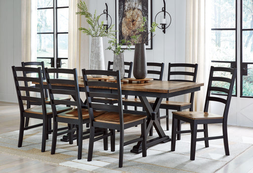 Ashley Wildenauer - Brown / Black - 9 Pc. - Extension Table, 8 Side Chairs