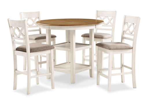 New Classic Furniture Cori - 5 Piece Counter Dining Set - Bisque / Brown
