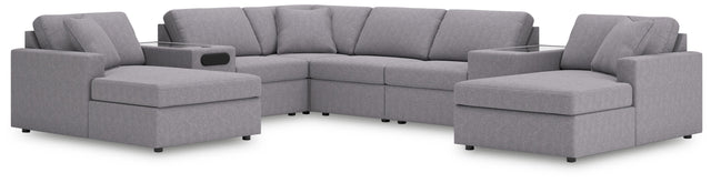 Ashley Modmax - Granite - 8-Piece Double Chaise Sectional With Audio And Storage Consoles