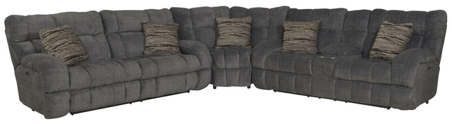 Catnapper Ashland - 3 Piece Power Reclining Sectional With 4 Lay Flat Reclining Seats - Granite