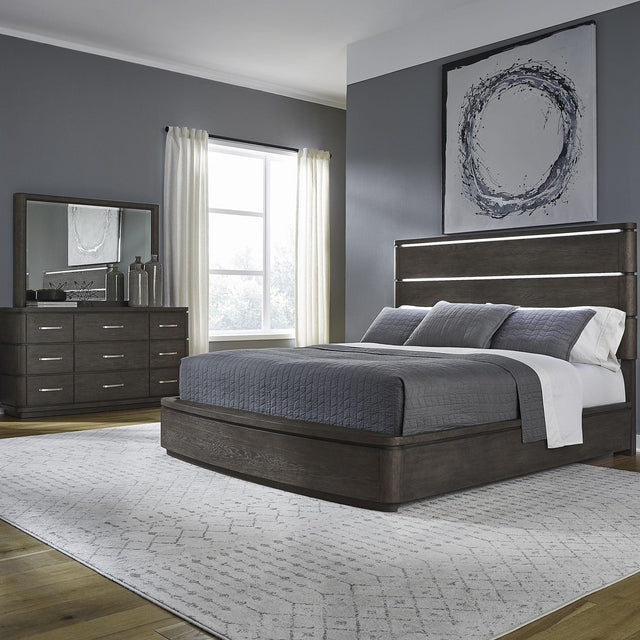 Liberty Furniture Cascade Falls - 3 Piece Bedroom Set (California King Panel Bed, Dresser & Mirror) - Satin Espresso