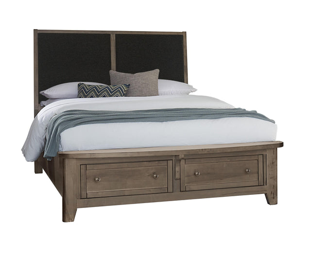 Vaughan-Bassett Woodbridge - King Storage Upholstered Bed With Black Fabric - Dark Cashmere