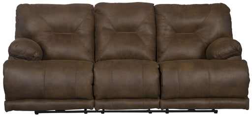 Catnapper Voyager - Power Lay Flat Reclining Sofa With 3 Recliners and Drop Down Table - Elk - Fabric