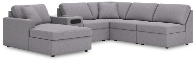 Ashley Modmax - Granite - 6-Piece Sectional With Laf Corner Chaise And Audio System Console