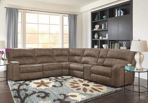 Parker House Polaris - 6 Piece Modular Power Reclining Sectional with Power Headrests and Entertainment Console - Kahlua