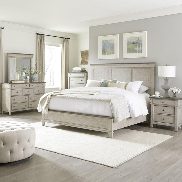 Liberty Furniture Ivy Hollow - 5 Piece Bedroom Set (Queen Panel Bed, Dresser & Mirror, Chest, Nightstand) - White