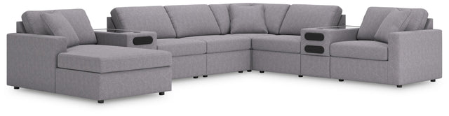 Ashley Modmax - Granite - 8-Piece Sectional With Audio System Console And Laf Corner Chaise