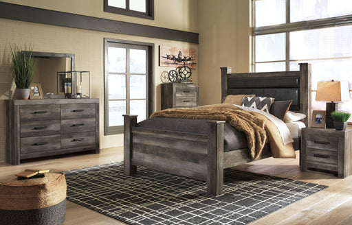 Ashley Wynnlow - Gray - 9 Pc. - Dresser, Mirror, Chest, Queen Upholstered Poster Bed, 2 Nightstands