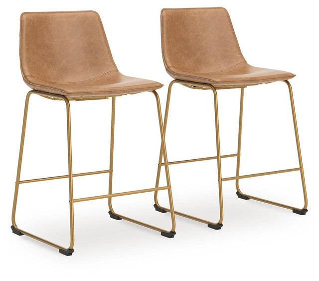 Ashley Ciabori Upholstered Barstool (2/CN) - Toast/Gold