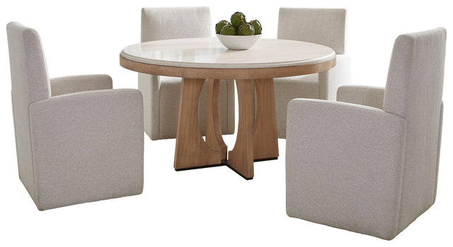 Parker House Escape - Dining 54" Round Table With 4 Caster Chairs - Glazed Natural Oak