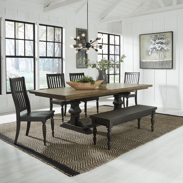 Liberty Furniture Harvest Home - 6 Piece Trestle Table Set - Black