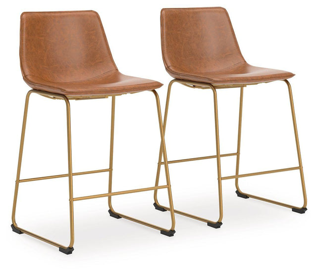 Ashley Ciabori Upholstered Barstool (2/CN) - Brown/Gold