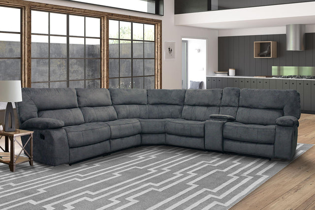 Parker House Chapman - 6 Modular Piece Manual Reclining Sectional with Drop Down Table Entertainment Console - Polo