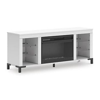 Ashley Brollevi TV Stand with Fireplace - White