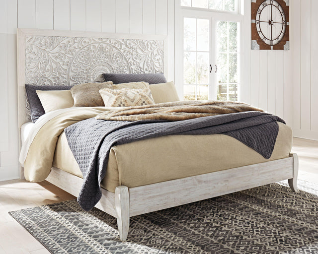 Ashley Paxberry - Whitewash - King Panel Bed