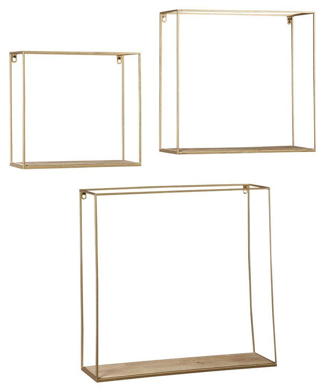 Ashley Efharis Wall Shelf Set (3/CN) - Natural/Gold Finish