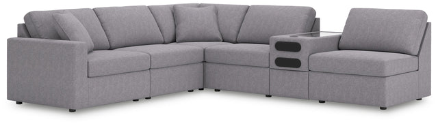 Ashley Modmax - Granite - 6-Piece Sectional With Audio System Console And 3 Armless Chairs