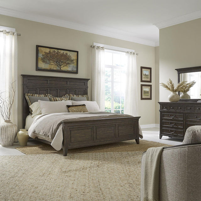 Liberty Furniture Paradise Valley - 3 Piece Bedroom Set (California King Panel Bed, Dresser & Mirror) - Saddle Brown