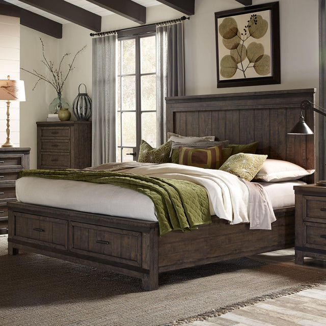 Liberty Furniture Thornwood Hills - King Storage Bed - Dark Brown