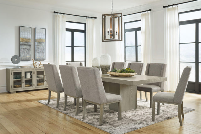 Ashley Fawnburg - 9 Pc. - Dining Room Extension Table, 8 Side Chairs - Gray