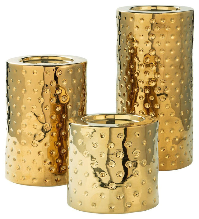 Ashley Marisa Candle Holder Set (3/CN) - Gold Finish