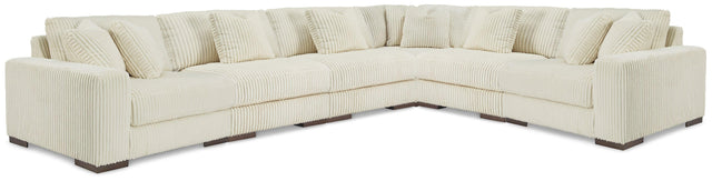 Ashley Lindyn - 6-Piece Sectional With 3 Armless Chairs - Ivory