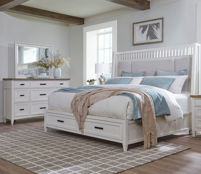 Parker House Americana Modern - Bedroom King Shelter Bed With Dresser And Mirror - Cotton