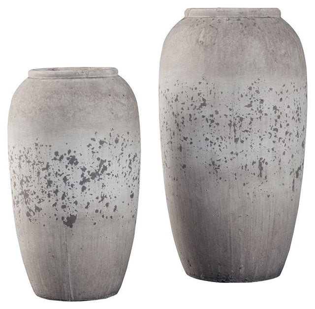 Ashley Dimitra Vase Set (2/CN) - Brown/Cream