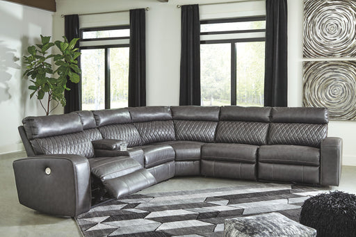 Ashley Samperstone - Gray - Zero Wall Recliners With Console 6 Pc Sectional