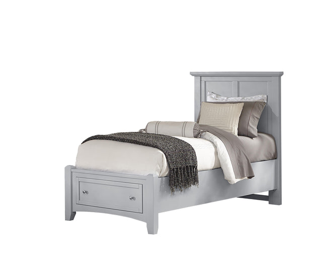 Vaughan-Bassett Bonanza - Twin Mansion Bed With Storage Footboard - Gray