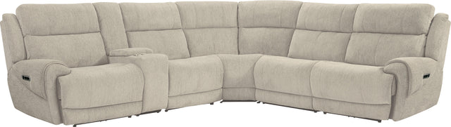 Parker House Spencer - 6 Piece Modular Power Reclining Sectional with Power Headrests and Entertainment Console - Tide Pebble