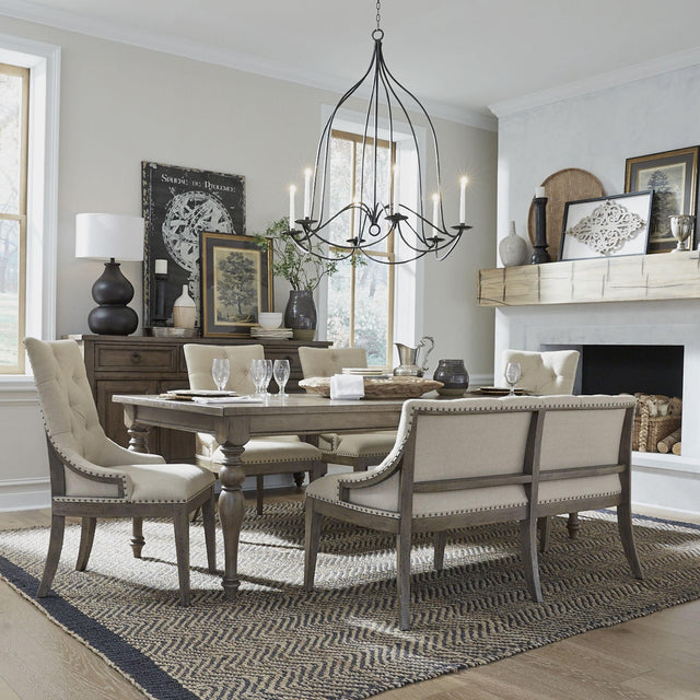 Liberty Furniture Americana Farmhouse - 6 Piece Leg Table Set - Light Brown