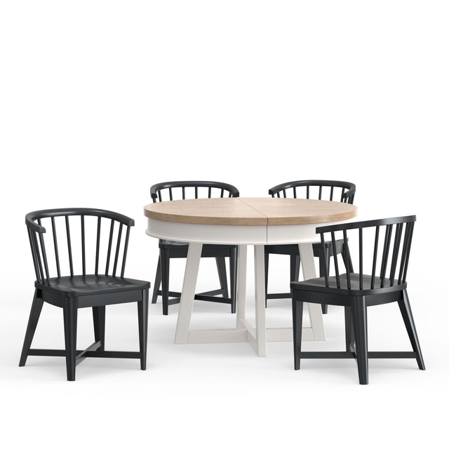 Parker House Americana Modern Dining - 48-66" Round Dining Table And 4 Barrel Chairs - Cotton