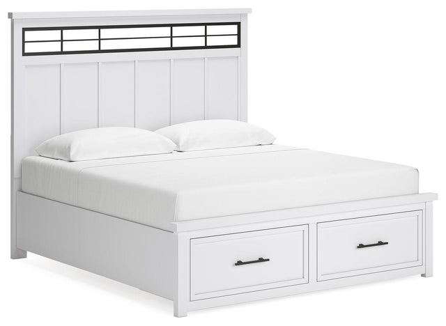 Ashley Ashbryn - White / Natural - King Panel Storage Bed