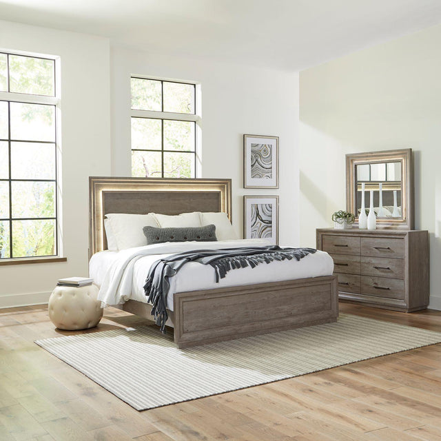 Liberty Furniture Horizons - 3 Piece Bedroom Set (California King Panel Bed, Dresser & Mirror) - Gray
