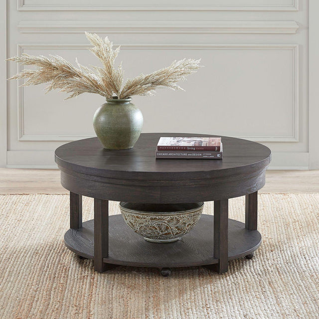 Liberty Furniture Weston - Round Lift Top Cocktail Table - Brown