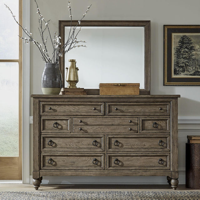 Liberty Furniture Americana Farmhouse - Dresser & Mirror - Light Brown