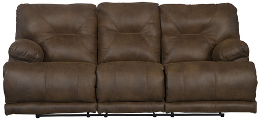 Catnapper Voyager - Lay Flat Reclining Sofa With 3 Recliners and Drop Down Table - Elk - Fabric