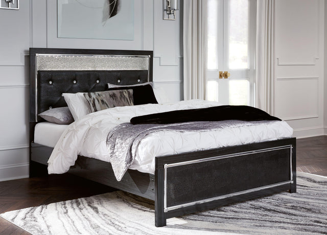 Ashley Kaydell - Black - Queen Upholstered Glitter Panel Bed