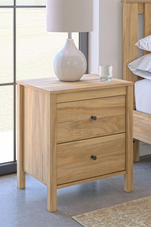 Ashley Bermacy Two Drawer Night Stand - Light Brown
