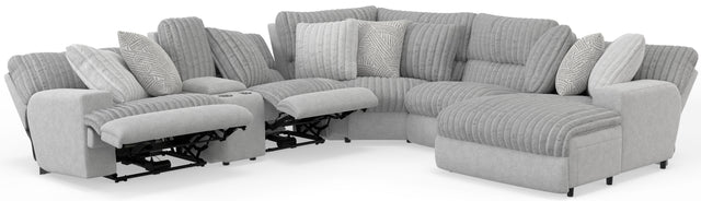 Catnapper Abraxas - 6 Piece Power Reclining Sectional With Lay-Back Chaise And 2 Reclining Seats (RSF Chaise) - Moonstruck