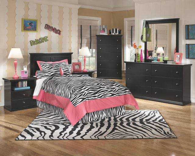 Ashley Maribel - Black - 4 Pc. - Dresser, Mirror, Chest, Twin Panel Headboard