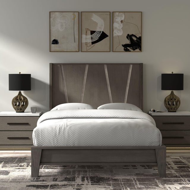 Parker House Pure Modern - Bedroom King Panel Bed With 2 Nightstands - Moonstone