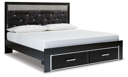 Ashley Kaydell - Black - King Upholstered Glitter Panel Storage Bed
