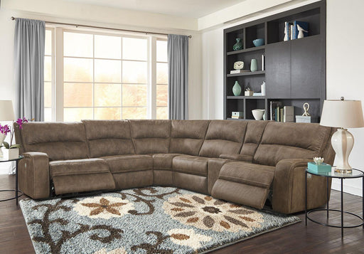 Parker House Polaris - 6 Piece Modular Power Reclining Sectional with Power Headrests and Entertainment Console - Kahlua